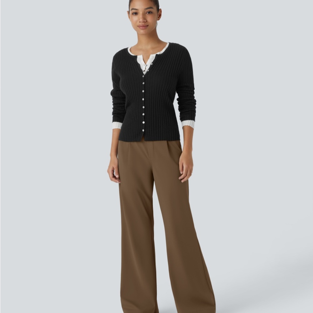 Halara high waisted side pocket work flare pants Small Tall